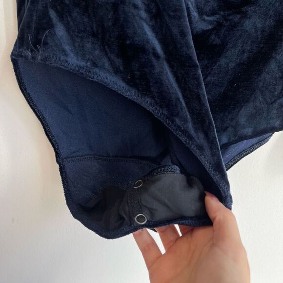 Forte Forte Womens Bodysuit One Piece One Shoulder Velvet Blue Size Small - Picture 2 of 7